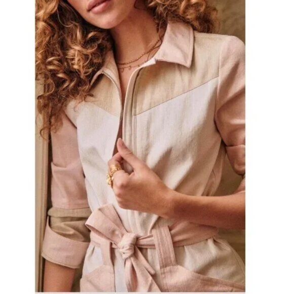 Sézane Joaquim Jumpsuit Boilersuit in Patchwork NWOT - Picture 2 of 5